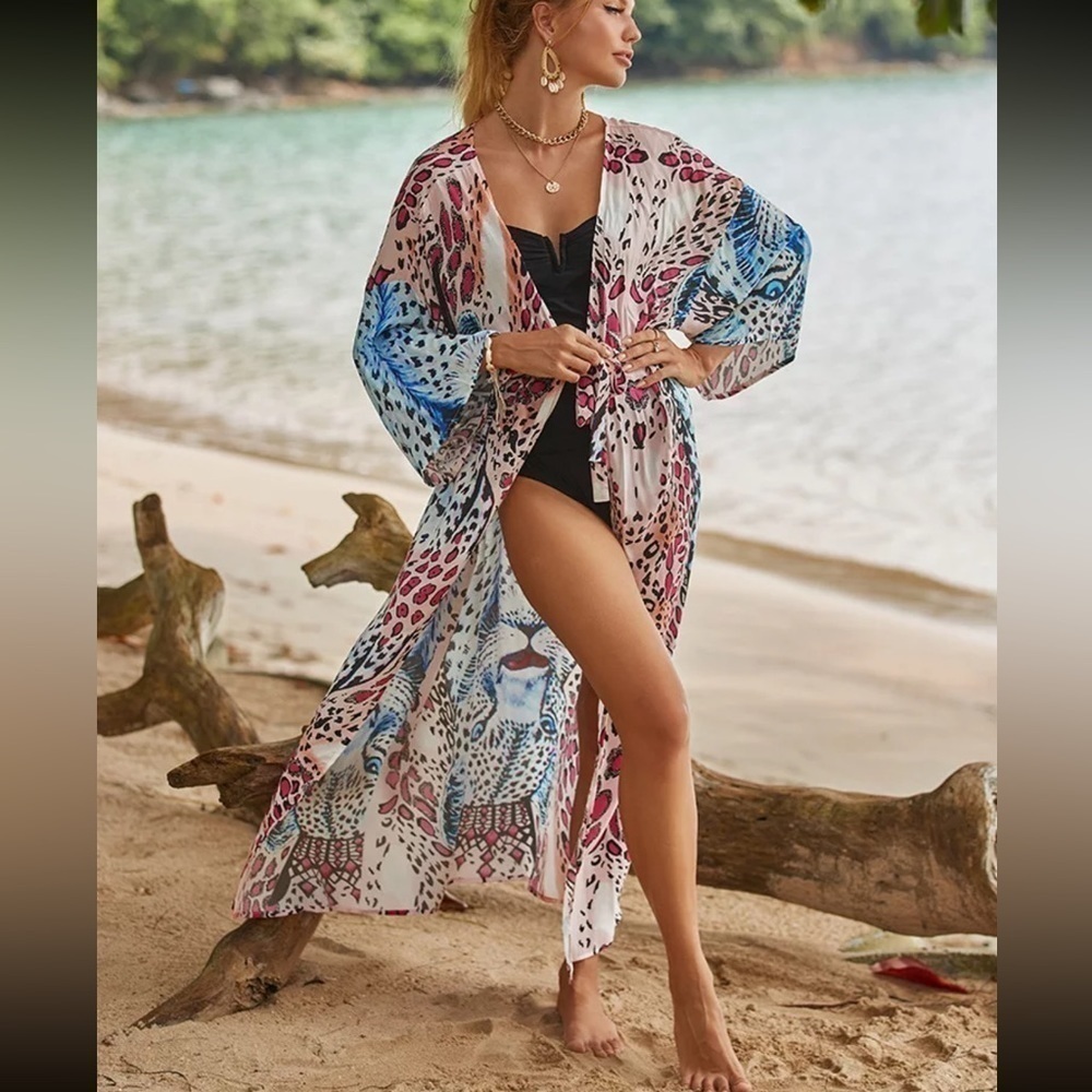 Bohemian Kimono Beach Coverup Cardigan - Picture 2 of 5